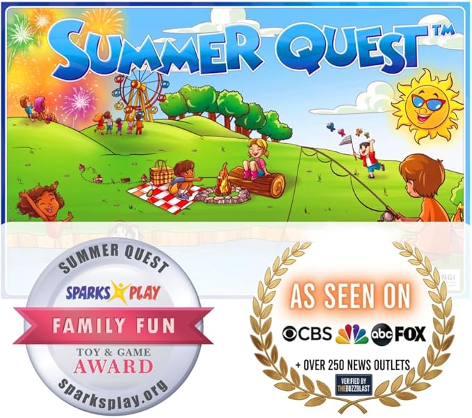 Summer Quest Board Game, Fun for Kids and Adults, 2-4 Players, Ages 5+, Family-Friendly Summer-Themed Activities & Strategic Gameplay, Skill-Building & Educational, Fun for All Seasons!
