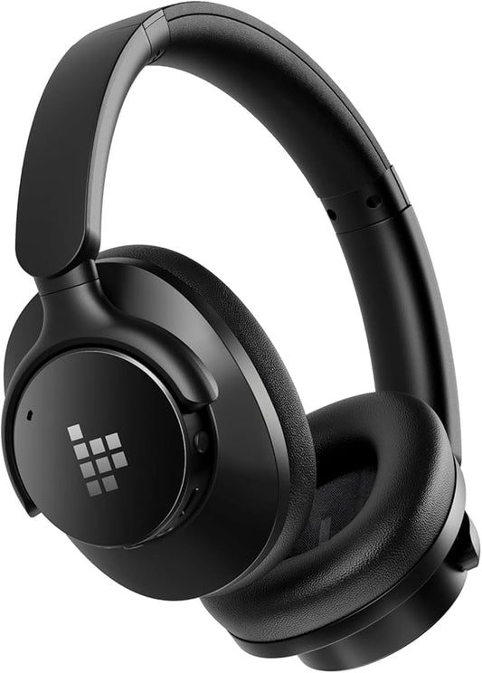 Tronsmart Sounfii Q20 Active Noise Cancelling Headphones, Wireless Over Ear Headphones, 60H Playtime, Rich-Detailed Sound, Customize EQ, Comfort Fit Ear Cups, for Travel, Home Office(Black)