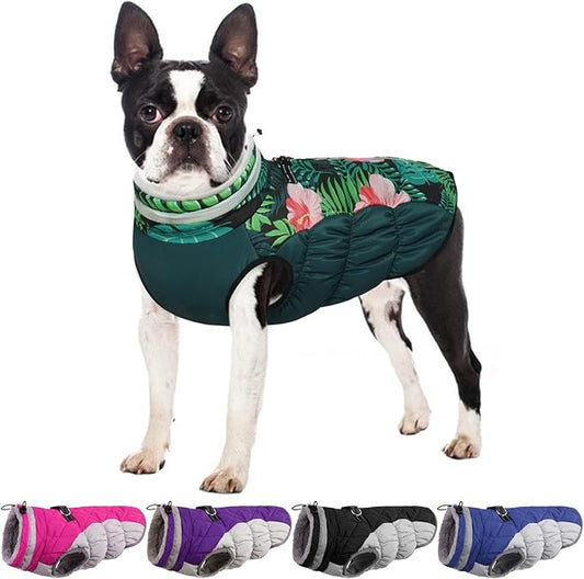 OUOBOB Dog Coats for Small Dogs, Puppy Coat, Warm Winter Jacket, XS Dog Coat with Harness Built in, Waterproof Pet Cold Weather Coats, Puppy Winter Clothes Snowsuit Chihuahua Maltese,XS