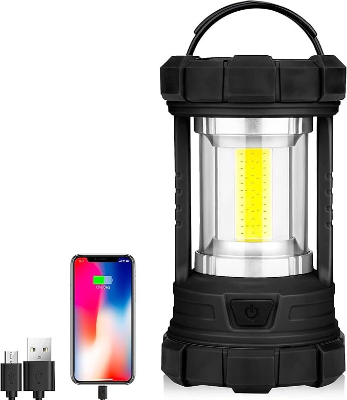 Camping Lantern, 3000LM LED Rechargeable Battery Operated Lantern, 5 Light Modes, COB Waterproof Lantern Flashlight, Camping Light for Power Outage, Hurricane, Survival, Hiking