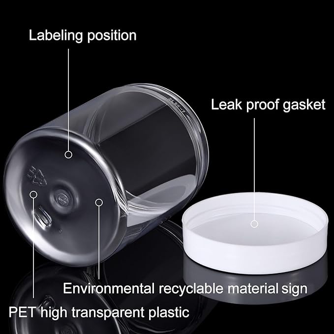 SATINIOR 36 Pieces 4 oz Plastic Jars with Lids Wide Mouth Airtight Reusable Container Acrylic Cosmetic Small Jars for Lotions Ointments Travel Toiletries Creams Make up Storage(White)