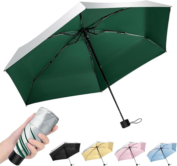 Travel Mini UV Umbrella for Purse Handbag Backpack in Small Size Sun & Rain Protection Compact Lightweight Tiny Pocket Umbrella for Kids Women Men