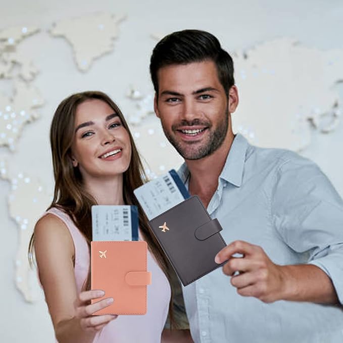 Deziliao Unisex Faux Leather Passport and Vaccine Card Holder, Black, Slim, Waterproof, Lightweight, RFID Blocking