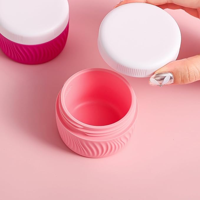 Travel Containers for Toiletries, Silicone Cream Jars BPA-Free, TSA Approved 2oz Travel Size Containers, Leak-proof Portable Size Silicone Jars with Lid for Face Hand Body Cream (4 Pack)