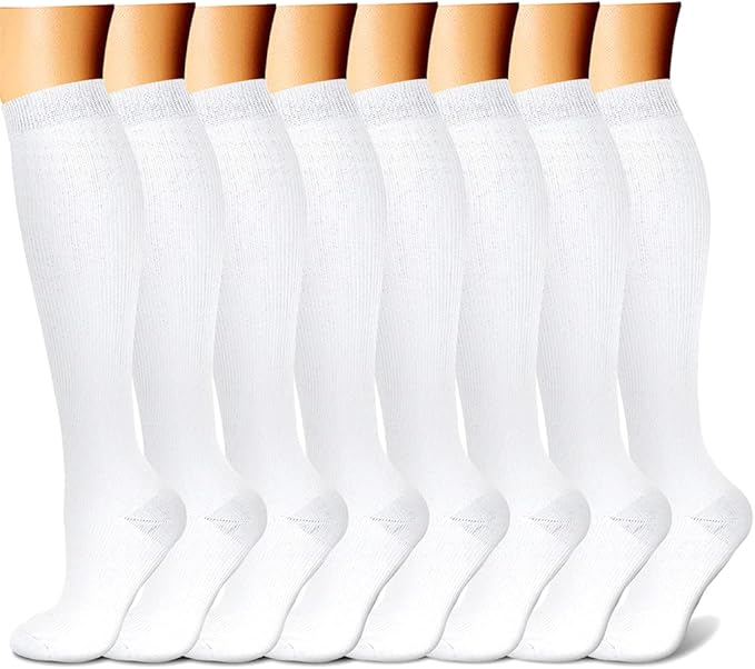 CHARMKING Compression Socks for Women & Men Circulation (8 Pairs) 15-20 mmHg is Best Support for Athletic Running,Cycling