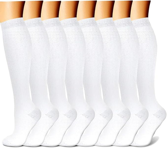 CHARMKING Compression Socks for Women & Men Circulation (8 Pairs) 15-20 mmHg is Best Support for Athletic Running,Cycling