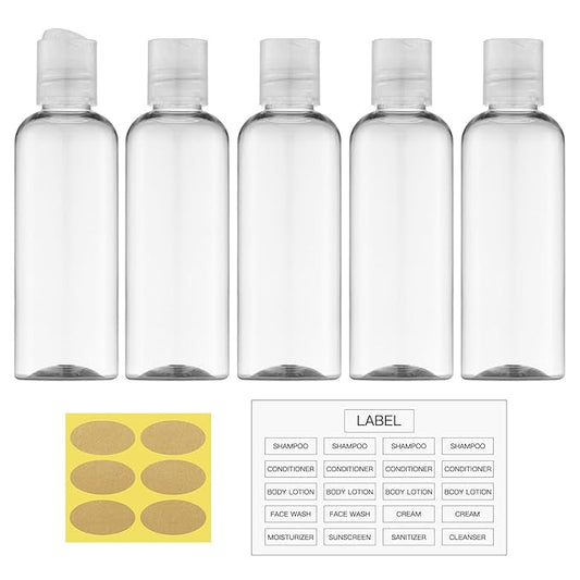 Travel Bottles for Toiletries 3.4 oz - Travel Size Containers for Shampoo Plastic - Small Empty Lotion Squeeze Bottle for Liquid TSA Approved - Leak Proof Mini Conditioner Refillable Clear 100ml