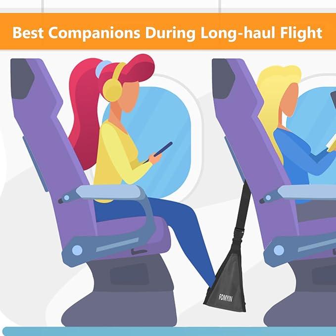 Airplane Footrest with No Feet Clashing Support Design, Portable Travel Foot Hammock to Relax Your Foot, Memory Foam Plane Foot Rest