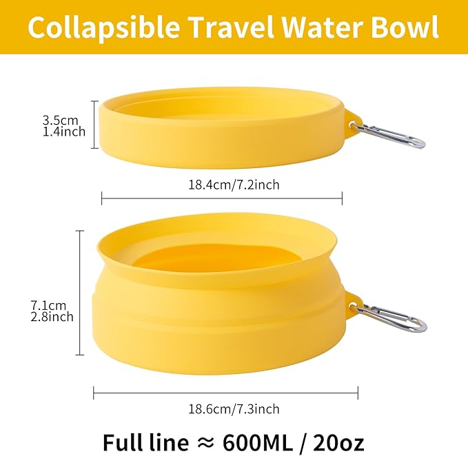 SLSON Spill Proof Dog Water Bowl for Cars,Collapsible No Splash Dog Travel Bowls Integrated Molding Portable Pet Bowl for Road Trip Truck,RV,SUV,Boat Accessories (Yellow)