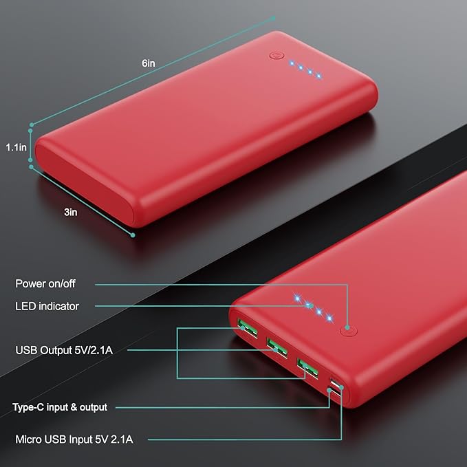 Portable Charger 36800mAh Power Bank,PD Fast Charging USB C External Battery Pack,4 Outputs 2 Inputs Travel Essentials Portable Phone Charger for iPhone 17/16/15/14/13/12,Galaxy S24 Android Phone etc