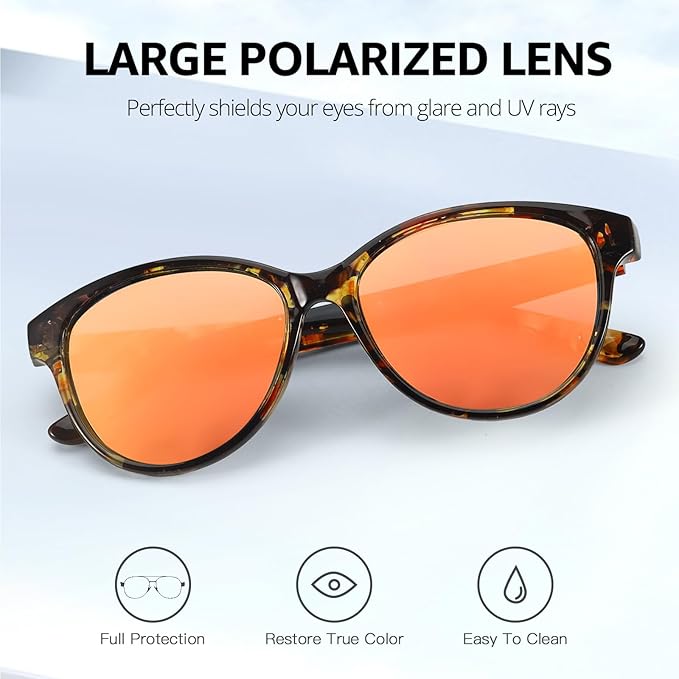 Myiaur Polarized Sunglasses for Women, Trendy Cat Eye Sun Glasses UV400 Protection Classic Retro Shade 2 Pack