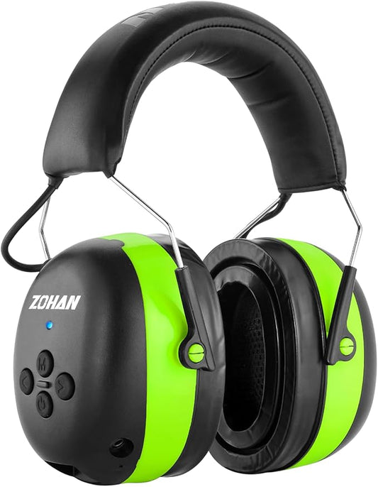 ZOHAN EM037 Bluetooth Hearing Protection,NRR 25dB Noise Reduction Ear Protection with 1500mAh Rechargeable Battery,Headphones with 40H playtime for Mowing, Snowblowing, Construction,Workshops
