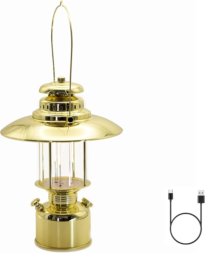 Large 18” Metal RetroLED Camping Lantern, 6500mAh Rechargeable Battery Last 17-500 Hours Camping Lamp, Classic Dimmable Hanging Lantern, Vintage Camping Light for Courtyard Outdoor Decoration