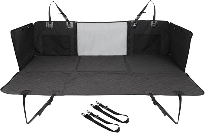 MIROZO Back Seat Extender for Dogs, 600D Heavy Durable Car Seat Cover for Dogs Seat Cover with Door Protectors for Traveling with Pets,Large Space Dog Travel Bed with 5-Fold Bottom for Truck