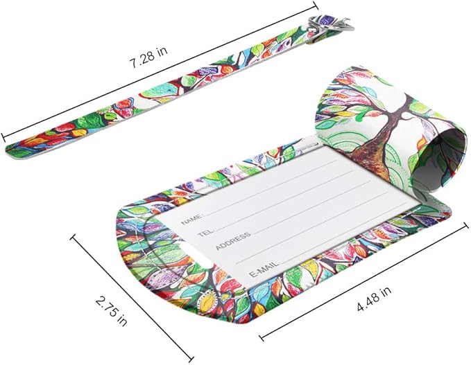 FINTIE 2 Pack Luggage Tags, Leather Name ID Labels with Privacy Cover for Travel Bag Suitcase, Theme - Love Tree