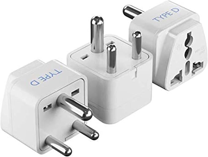 Ceptics India Travel Plug Adapter (Type D) for Pakistan, Nepal, Bangladesh - 3 Pack [Grounded & Universal] (GP-10-3PK)