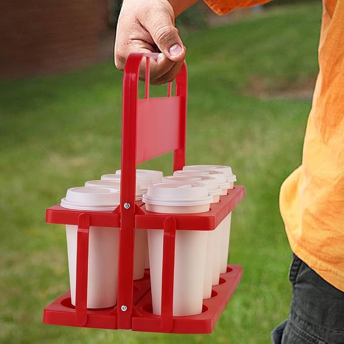 Reusable Drink Carrier with Handle for Food Delivery Drivers, Portable 8 Cup/Coffee Holder Accessories for Delivery, Foldable Drinks Caddy with Tray, Car Durable Plastic Festive Bottle, Vacation