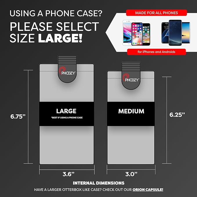 PHOOZY XP3 Ultra-Durable Thermal Phone Case for Extreme Cold | Insulated Phone Case Extends Battery Life 4X | Snowboard & Ski Gear | As Seen on Shark Tank | Medium - Black
