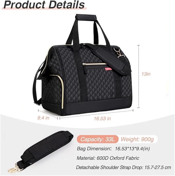 Lekesky Travel Duffel Bag for Woman, Weekender Carry on Bag with Shoe Compartment for Overnight, Extra Large Storage Space For Business Trip, Gym, Labor, Delivery