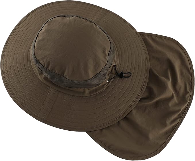 Home Prefer Outdoor UPF50+ Mesh Sun Hat Wide Brim Fishing Hat with Neck Flap Sun Hat for Men Women