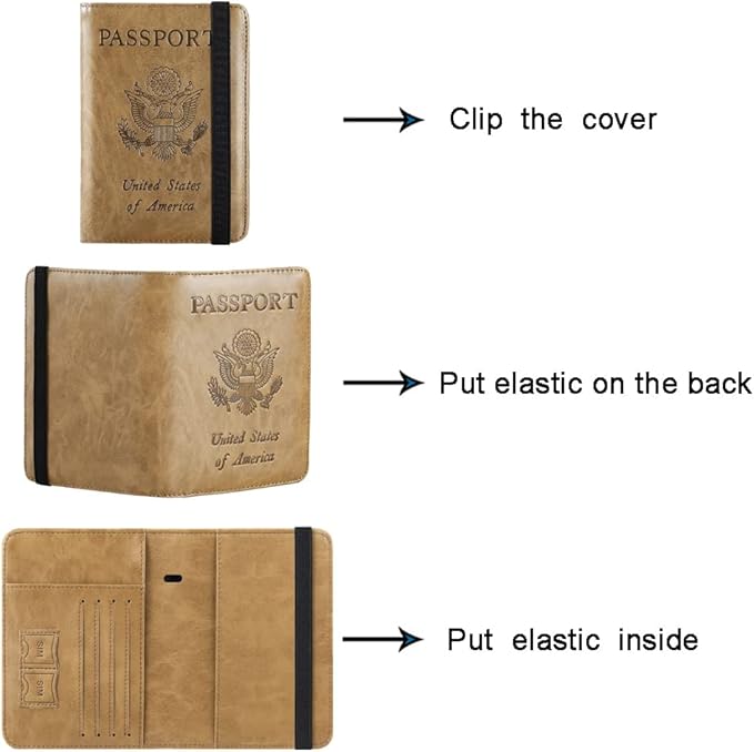 Passport Holder Cover Wallet Travel Essentials RFID Blocking Leather Card Case International Must Haves Travel Accessories for Women Men(113#Brown)