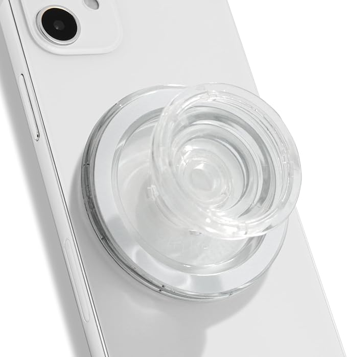 OnTheGrip Compatible with Magsafe Magnetic Authentic Translucent Color Design Collapsible Mobile Phone Grip Stand Holder for Smartphone Tablet Cell Phone Accessory (Transparent)