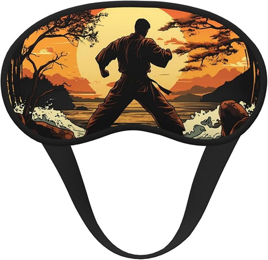 Karate Men Blackout Sleep Mask for Unisex, Soft Satin Eye Cover with Elastic Strap, for Travel, Nap, Yoga