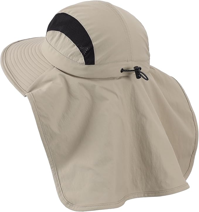 Home Prefer UPF 50+ Sun Hats for Men Women Wide Brim Fishing Hat with Neck Flap UV Protection Sunblock Safari Bucket Hat