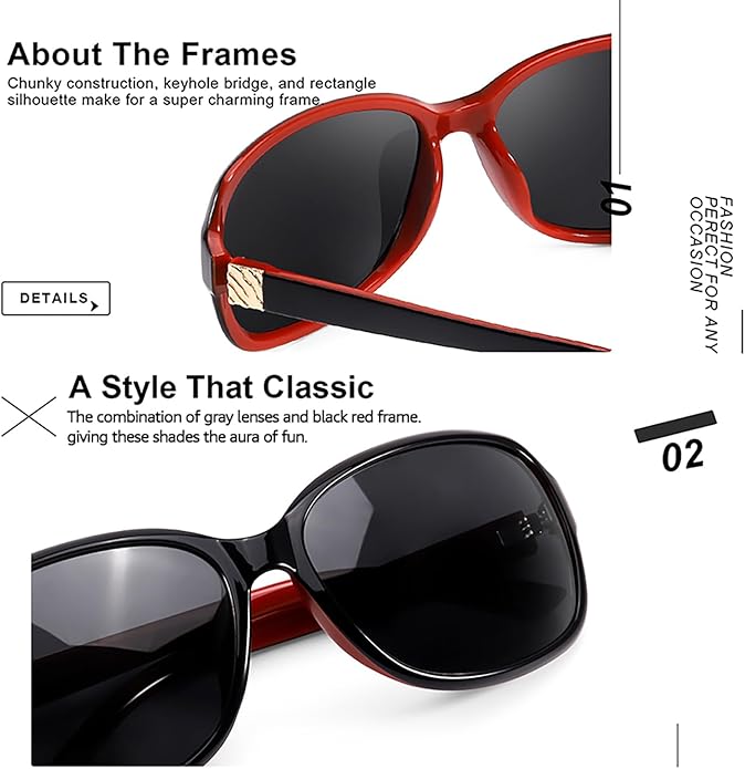 SIPHEW Polarized Sunglasses for Women | Vintage Square Sunglasses w UV400 Protection | Womens Wraparound Shade