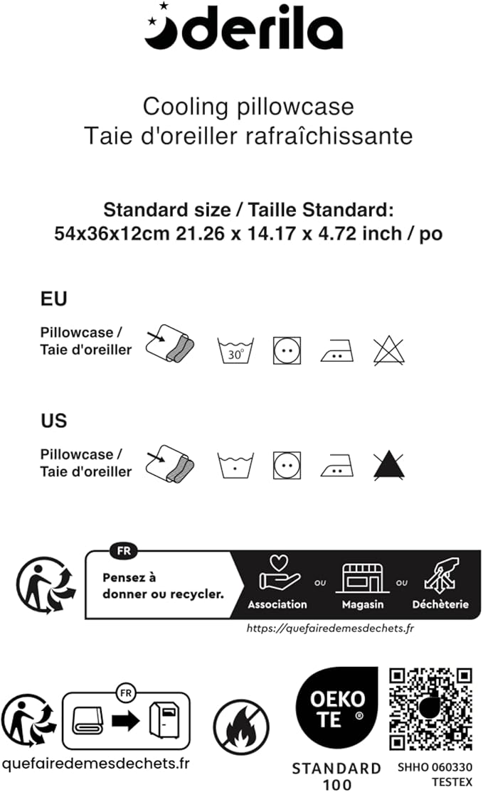 Derila Ergo Pillowcase Cervical Neck Pillow for Sleeping Pillow Case Contour Memory Foam Pillows for Back, Side Sleeper (Pillowcase - 21.25 x 14.17 x 4.72 in) Pillow Case only