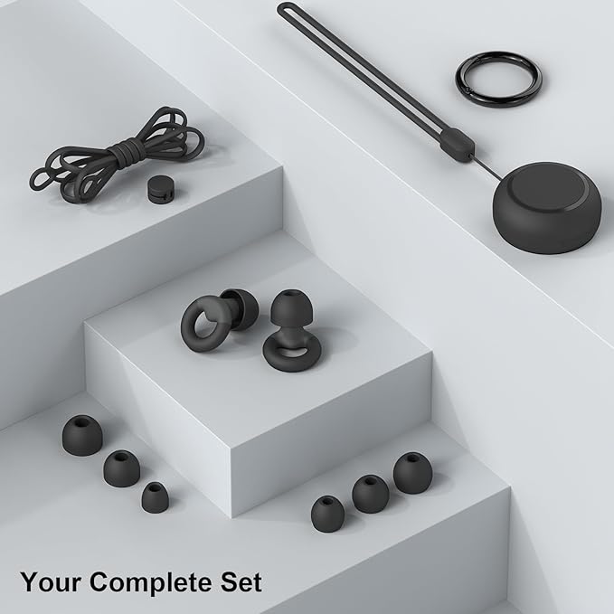 Earplugs for Sleeping,Noise Reduction Soft Silicone Ear plugs with 7 Pairs Ear tips&One Connection Cord,Hearing Protection Reusable Earplugs for Sleeping,Concert,Work&Sound Reduction 25dB-30db