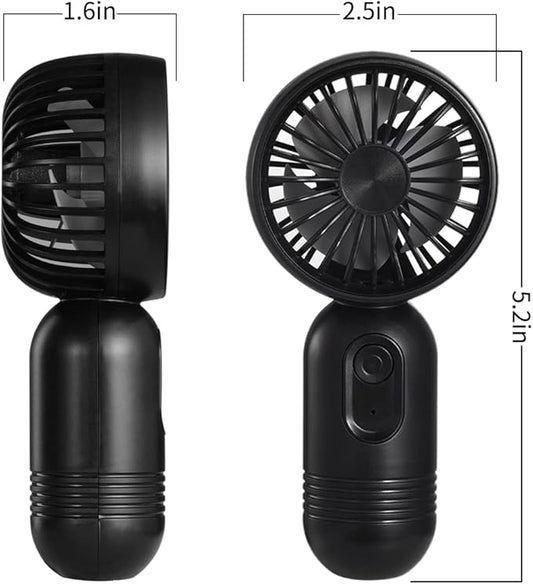 Mini Portable Fan 2 Pack, Cute Handheld Fan Battery Operated Lightweight Small Personal Fan with 3 Speeds and USB Rechargeable Eyelash Fan for Stylish Girl Kids Women Men Office Outdoor Travel Camping