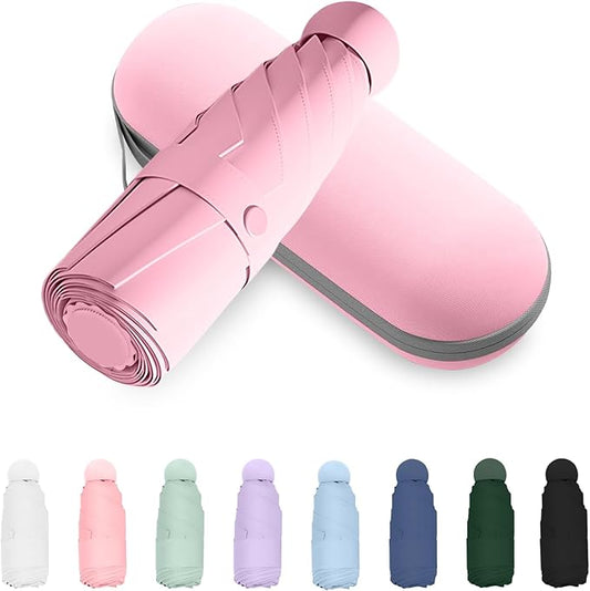 Compact Travel Umbrella, Small Pocket Mini Umbrella for Purse Wallet, UV Sun Rain Umbrellas for Backpack, Portable Folding Umbrellas for Women Kids