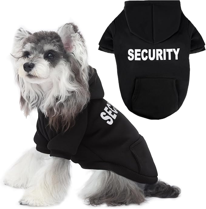 BAOBICUTE Dog Basic Hoodie Soft Dog Clothes Cold Weather Sweaters for Medium Large Dogs Cozy Fabric Warm Sweatshirt with Leash Hole (Security, X-Small)