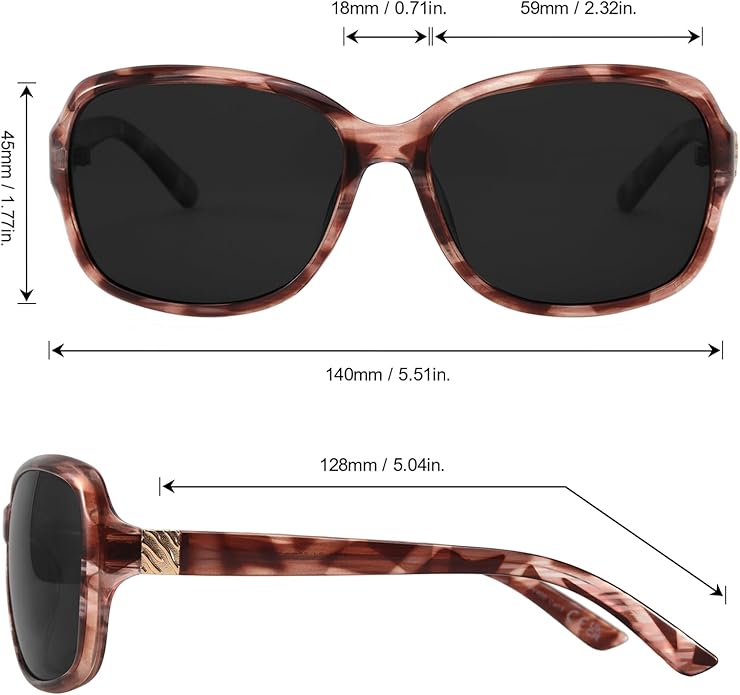 SIPHEW Polarized Sunglasses for Women | Vintage Square Sunglasses w UV400 Protection | Womens Wraparound Shade