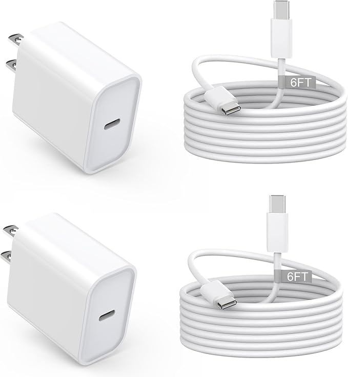 USB C Charger for iPhone 16/15 Charger Fast Charging,Type C Charge Apple Fast USB C Wall Chargers Block Adapter 6FT Long USBC Charging Cable Cord for iPhone 16 Pro Max/iPhone 15 Plus/iPad Pro/Air/Mini