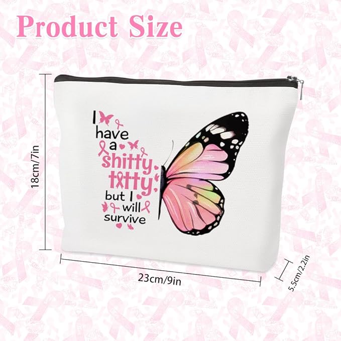 Breast Cancer Awareness Accessories Make up Bag Breast Cancer Survivor Gifts for Woman Pink Ribbon Cosmetic bag Inspirational Gifts for Women Patients Comfort Gift for Mom Grandma Friends Coworkers
