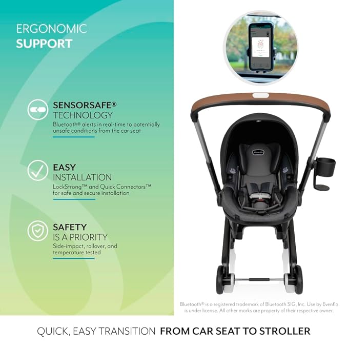 Evenflo Shyft DualRide Infant Car Seat Stroller Combo with Carryall Storage (Boone Gray)