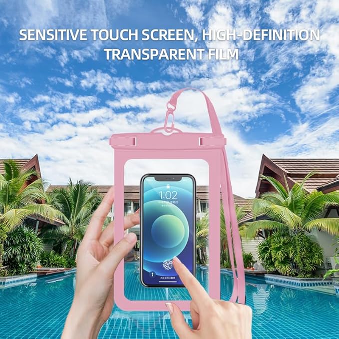 [Up to 6.9" 2 Pack Waterproof Phone Pouch Case,Waterproof Phone Bag for iPhone 17 16 15 14 13 Pro Max Plus Galaxy S25 S24 Ultar Plus+,IPX8 Cellphone Dry Bag Beach Travel Essentials-Pink