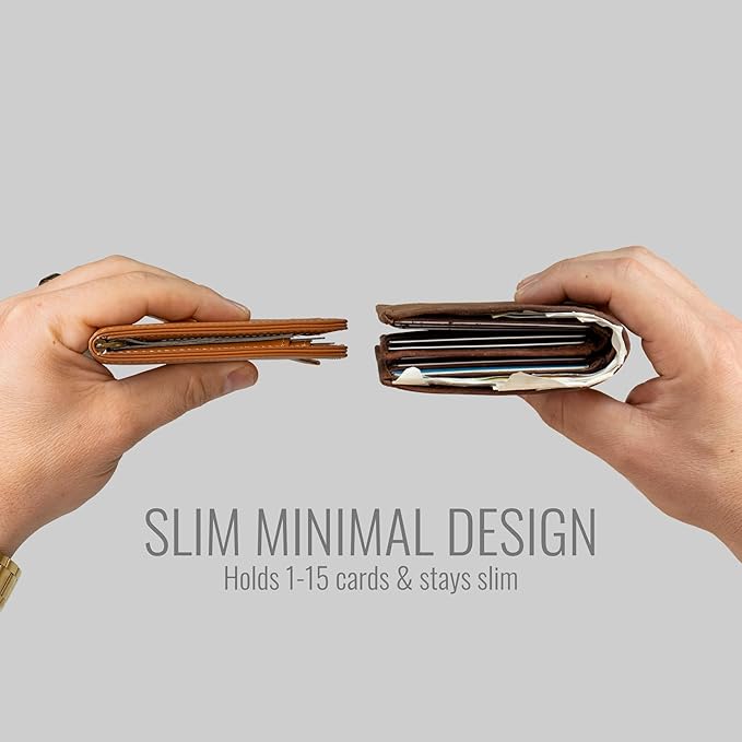 Kings Loot Wallet for Men | Minimalist Slim RFID Blocking Leather Design with Cash Pocket & Card Pull Strap | Holds 1-15 Cards | Stylish & Durable Wallets (Onyx Black)