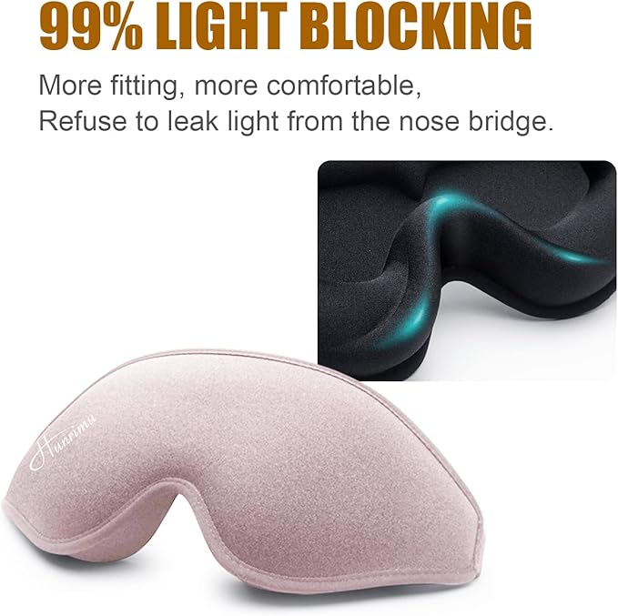 Sleep Eye Mask for Women Men, Soft and Comfortable Night Eye Mask for Sleeping, 3D Blockout Eye Cover for Travel, Blindfold with Adjustable Strap (Pink)