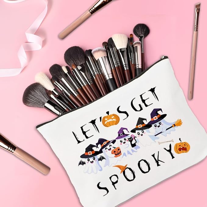 Halloween Gifts for Women Halloween Birthday Gifts Boo Basket Stuffers for Women Teenager Girl Gift Ideas Cosmetic Bag Cute Makeup Bag Boo Basket Stuffers