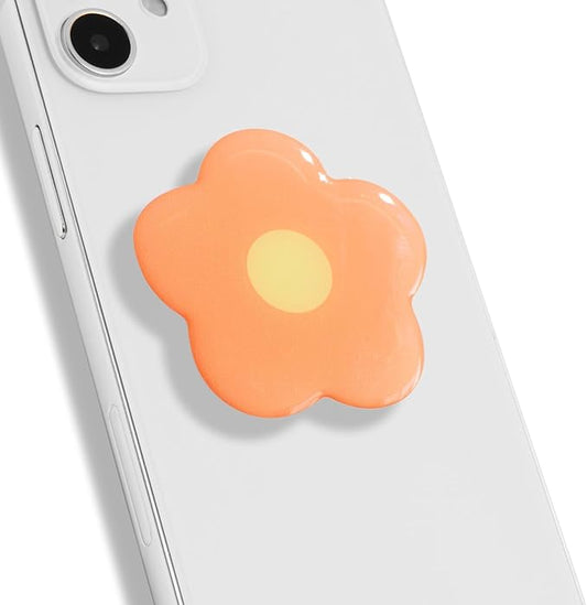 OnTheGrip Cute Solid Color Daisy Flower Design Collapsible Mobile Phone Grip Stand Holder for Smartphone Tablet Cell Phone Accessory (Coral)