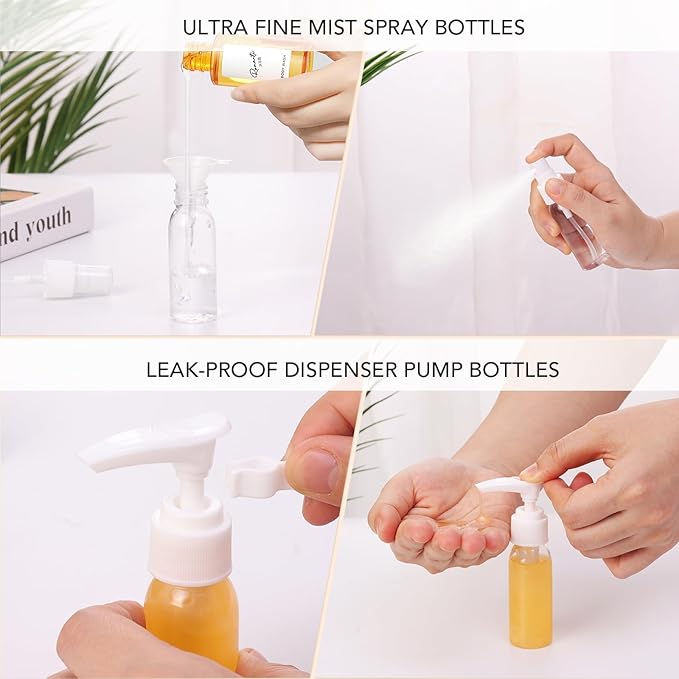 Muslish 21 Pack Travel Bottles for Toiletries, Leak-Proof TSA Compliant Silicone Travel Size Containers for Shampoo and Conditioner, BPA Free with Toiletry Bag (Gray)