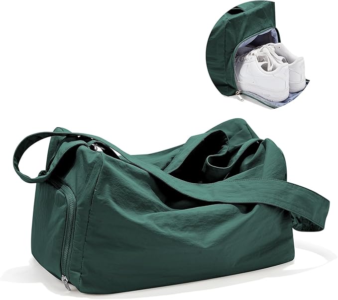 Small Gym Bag with Shoe Compartment, Workout Sport Duffle Bag for Women Travel, Waterproof Shoulder Overnight Bags Lightweight Carry on Tote Bags for Swim, Yoga, Dance