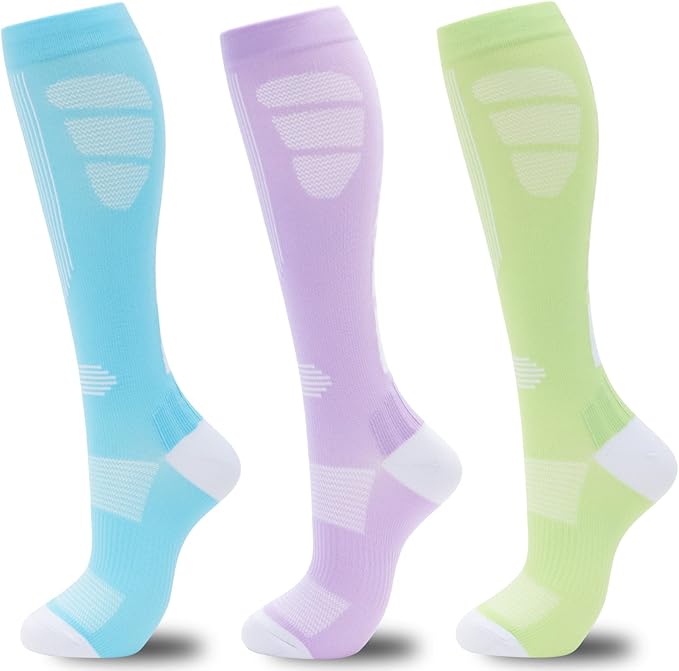 fenglaoda Compression Socks for Women Men 3 Pairs Graduated Compression Support Circulation Socks for Nurses
