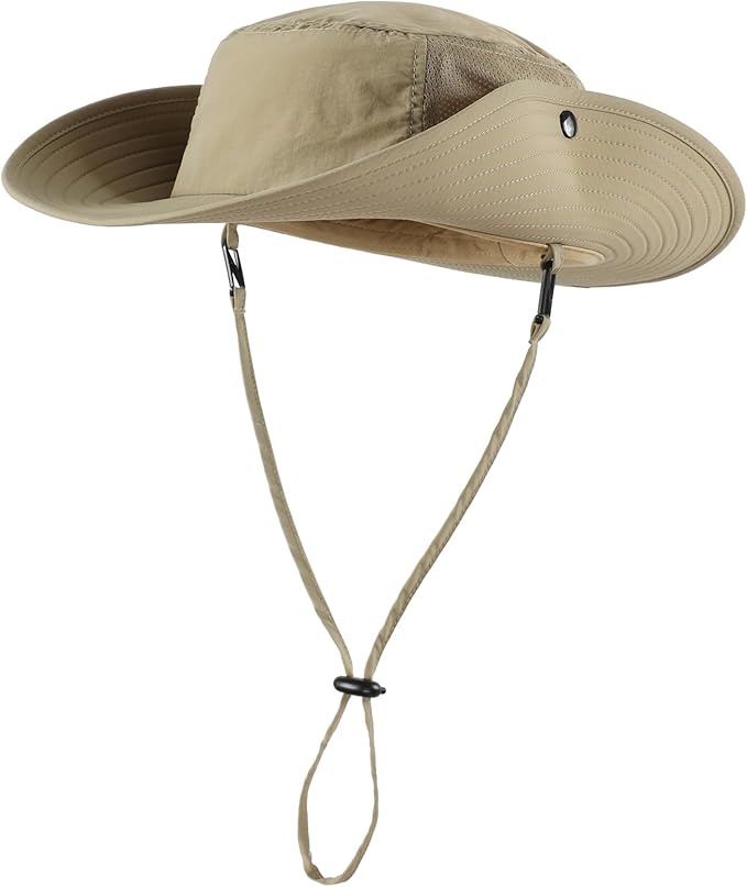Home Prefer UPF50+ Mens Sun Hat Wide Brim Womens UV Protection Beach Bucket Hat for Fishing Hiking Snap Up Cowboy Hat