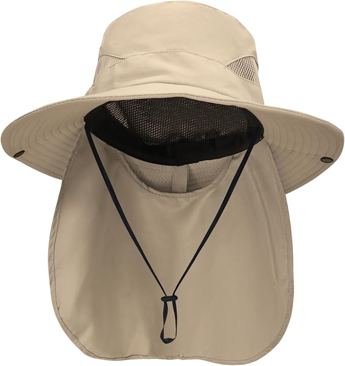 NPQQUAN Sun Hats for Men Women with Neck Flap UPF 50+ UV Protection Wide Brim Bucket Hat Safari Hiking Fishing Hats