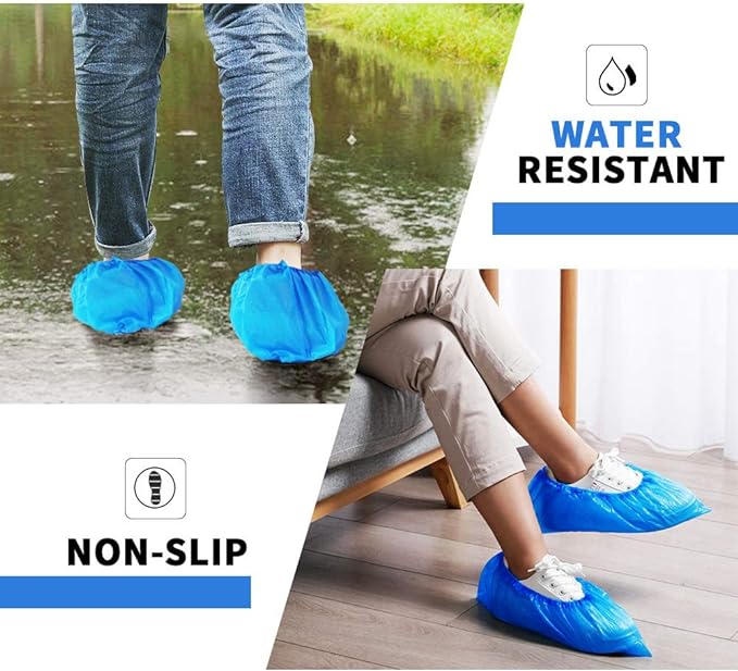 100 Pack 50 Pairs Disposable Shoe Covers Boot Cover Waterproof, Dust proof, The Size Fit Most, Non-slip, Blue, Protect Your Shoes, Floor, Carpet