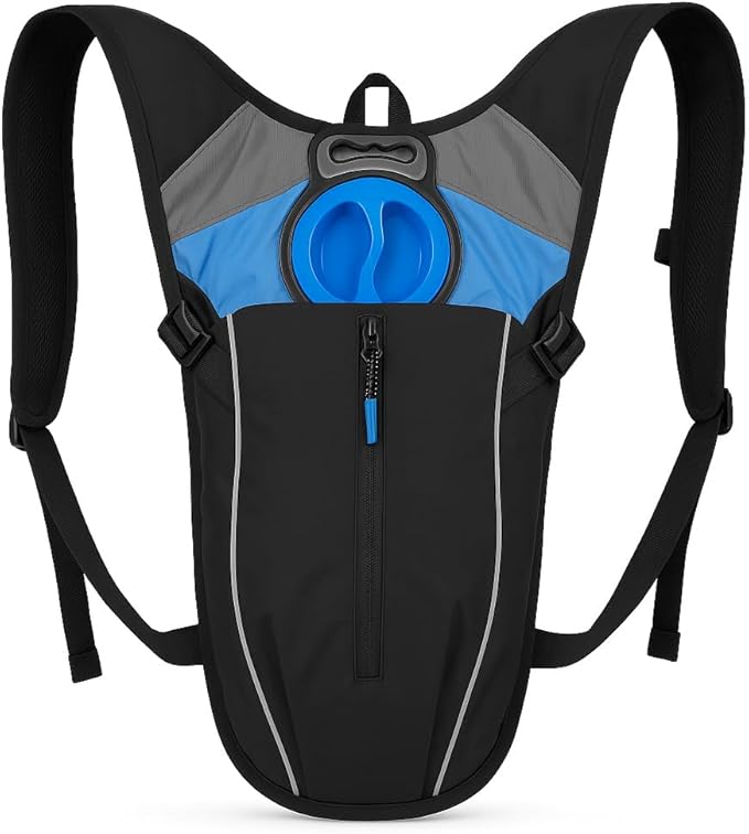 Hiking Backpack with XL Water Bladder (4L, 135oz) Wide-Mouth Hydration Bag with Leakproof Bite-Valve, Easy-Fill Ice Opening, Ergonomic Padded Comfort (Extra Large 1+ Gallon Capacity)